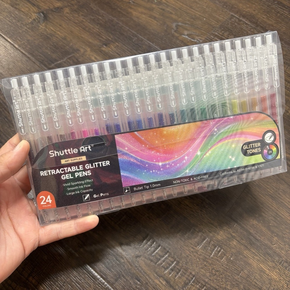 Shuttle Art Retractable Glitter Gel Pens, Multicolor 24 Colors Set